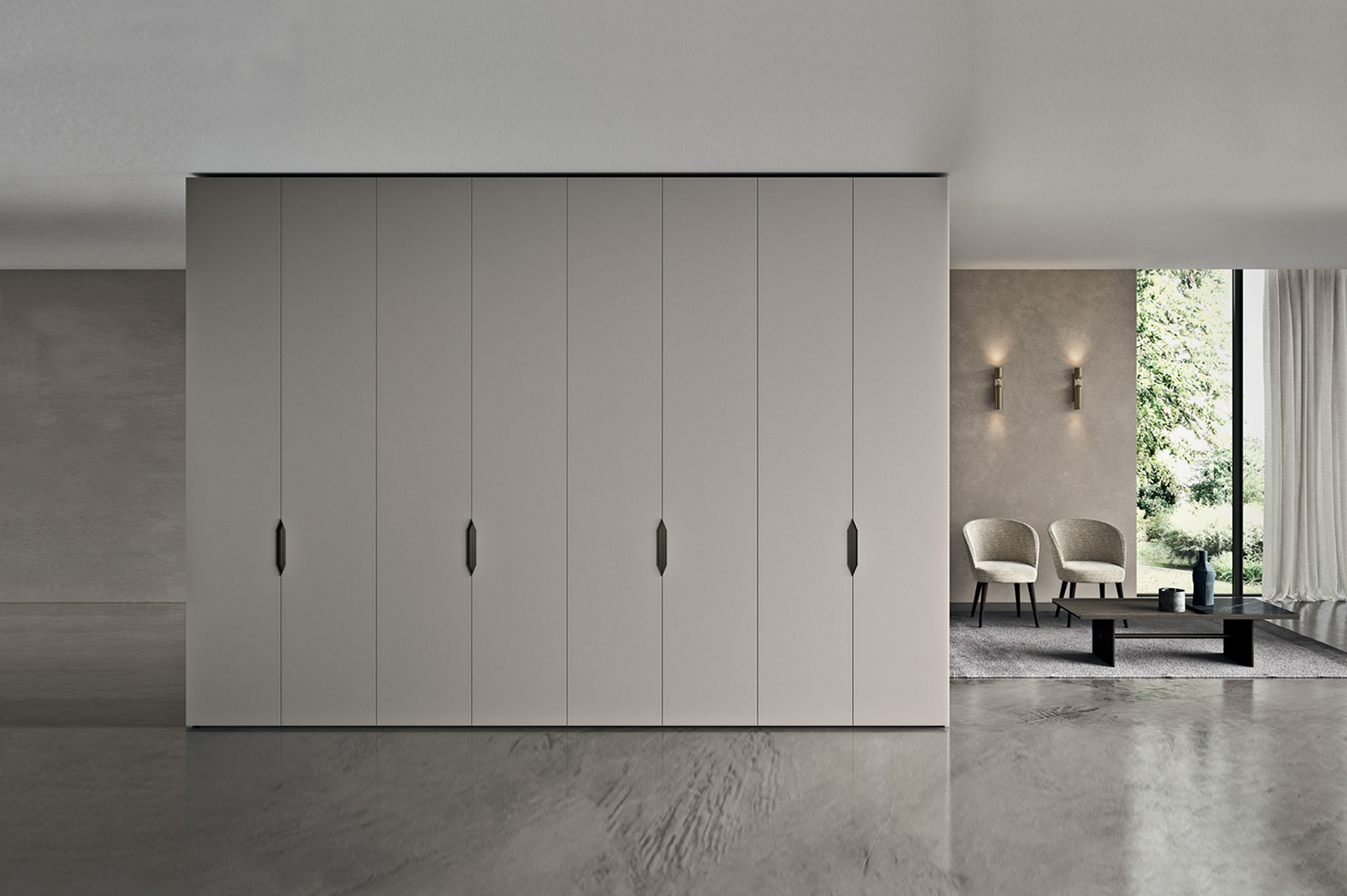 Tau wardrobe — warm tones with European hardware